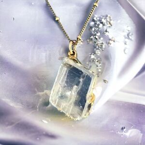 Gold Plated Necklace with‎ Clear White Gold Trimmed Stone